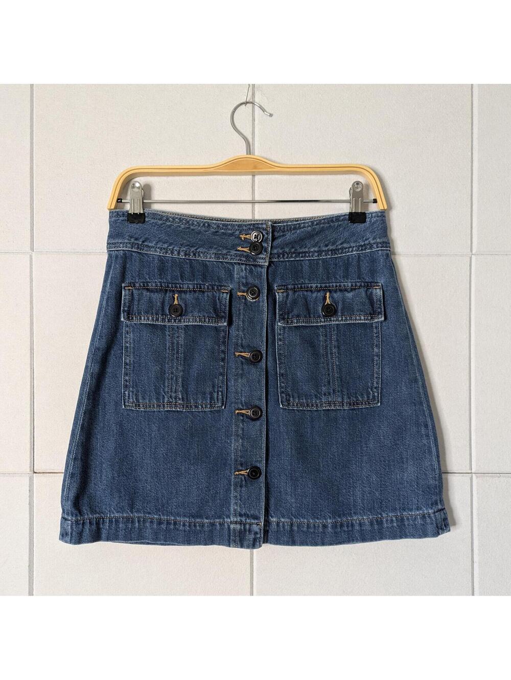 Gap denim button front mini skirt